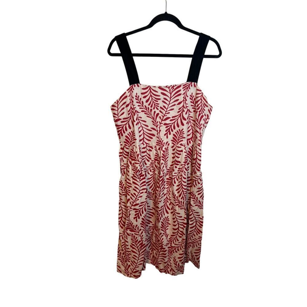 Who What Wear Red Floral Linen Babydoll Dress